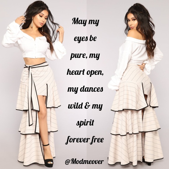 Mod Me Over Dresses & Skirts - NWT Black & Tan Ruffle Maxi Skirt & Crop Top  Set